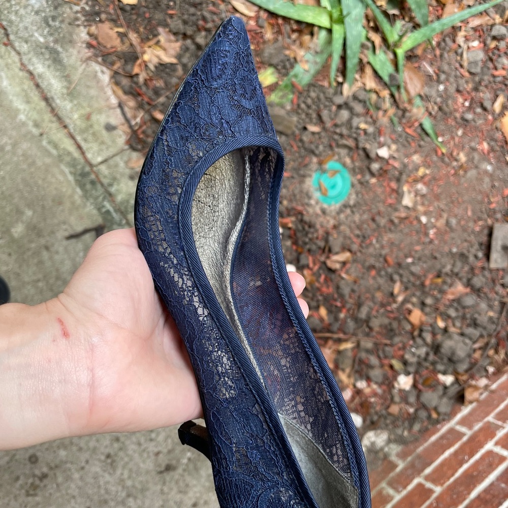 Navy blue lace heels